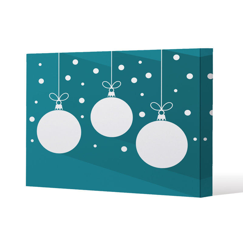 Green Christmas Baubles - Wrapped Canvas Print, 41cm H x 41cm W