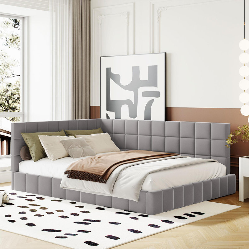 Barkha Upholstered Bed, Grey