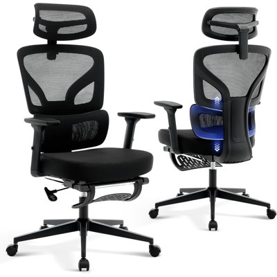 Ergonomic Office Chair, Desk Chair with 3D Lumbar Support, Adjustable Armrests, Headrest & Scratch-Free Wheels, Computer Chair with 140 kg Weight Capacity, Comfortable Swivel Chair for Office