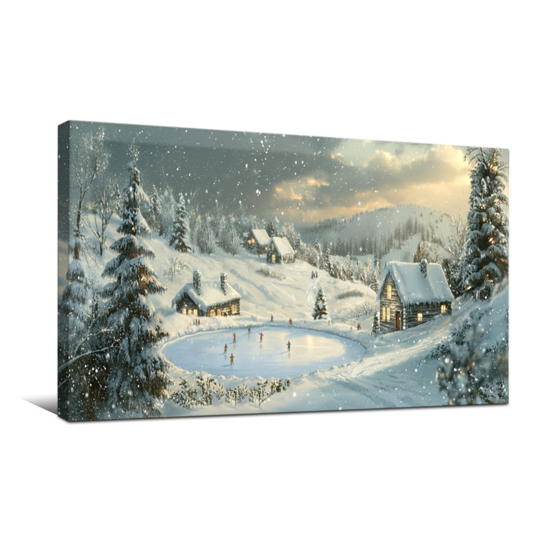 Paysage de Noël enneigé en hiver, H 28 po x l 58 po