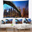 Tapisserie bleu ciel en polyester cityscape manhattan city bridge avec accessoires suspendu inclus-28500867