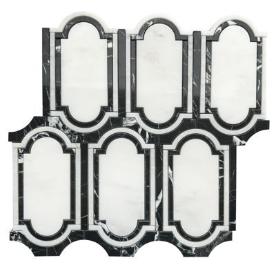 Windows Pattern Oriental Black & White 12-In X 12-In Waterjet Mosaic Floor And Wall Tile(1-Sq. Ft/ Piece)