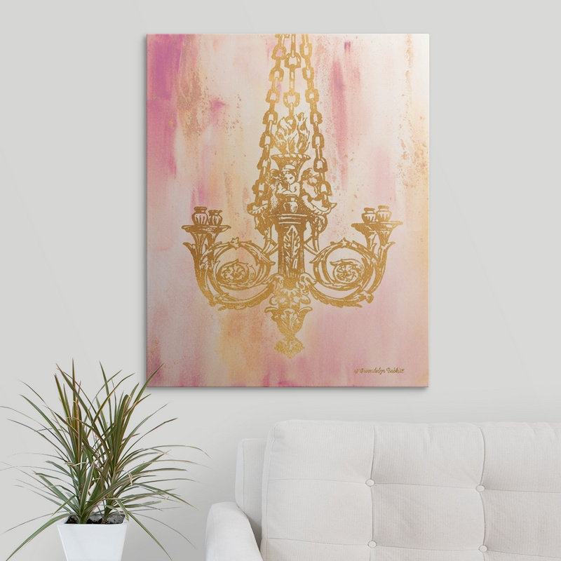 «Pink and Gold II» par Gwendolyn Babbitt, impression, H 30 po x l 24 po x P 1,5 po, Toile