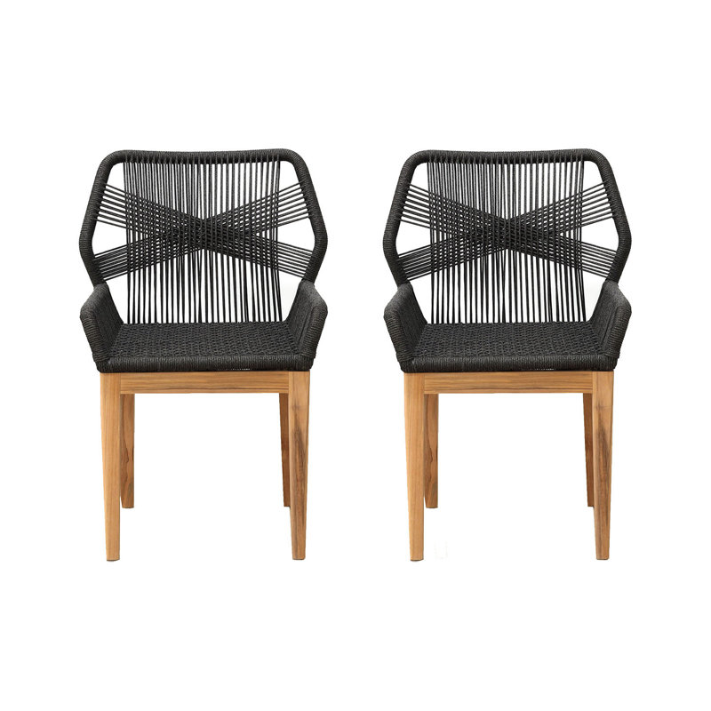 Beverly Outdoor Teak Dining Armchair, Black