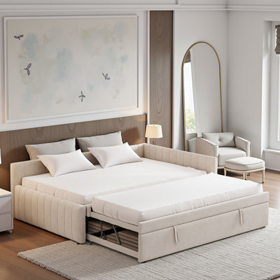 Modern Soft Upholstered L-Shaped Daybed with Twin Trundle by Latitude Run