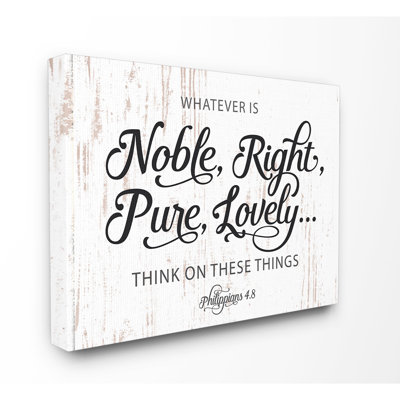 «Noble Right Pure Lovely» par Lettered and Lined - impression d'art textuel