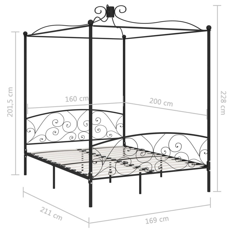 Bed Frame Metal Double Beds Classic/Traditional Bed Frame, Black, Full