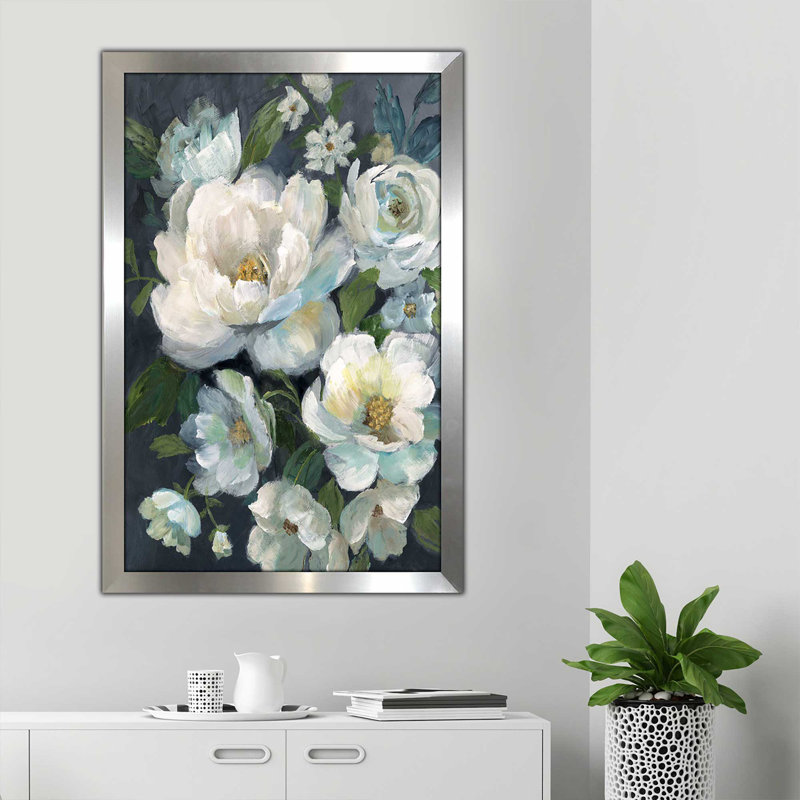 Nocturnal Radiance II par - Peinture, Encadrement argenté, H 39,5 po x l 27,5 po x P 0,75 po
