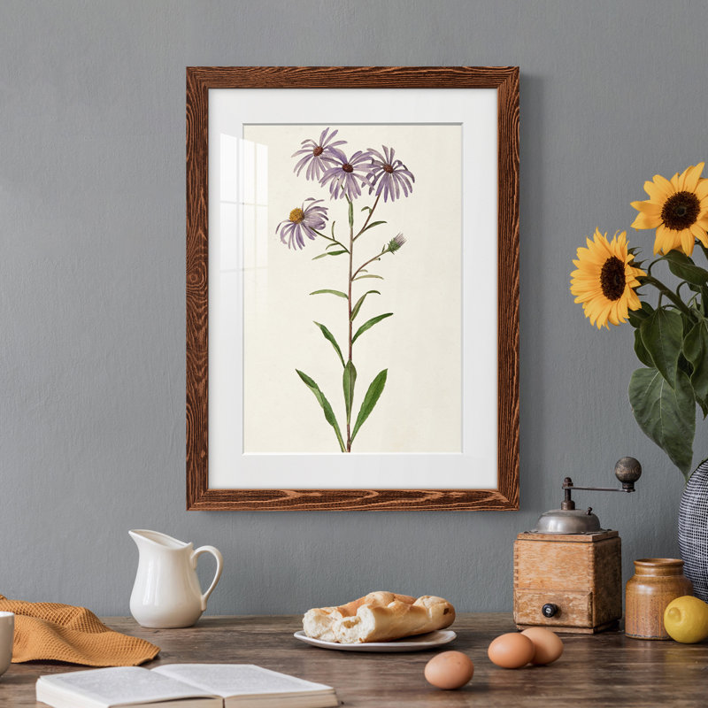 Mauve Garden Flowers III - peinture encadrée, H 38 po x l 28 po x P 1 po, Cadre en érable