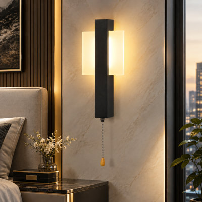 1-Light Black LED Flush Mounted Sconce