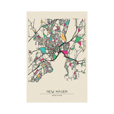 New Haven, Connecticut Map by Ayse Deniz Akerman - Wrapped Canvas Painting