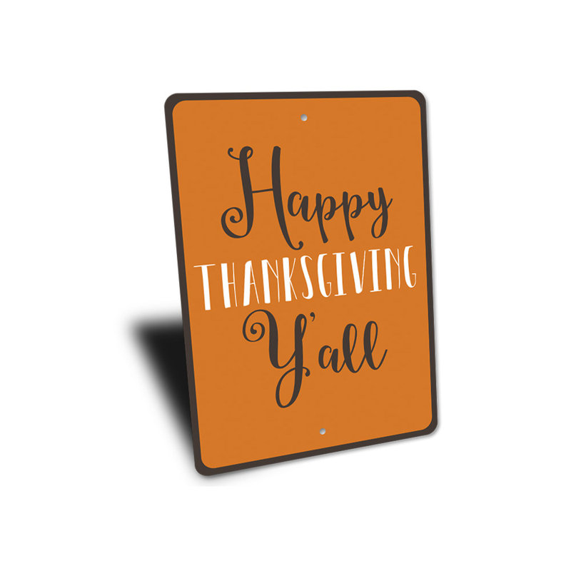 Happy Thanksgiving Yall Sign, 14" H x 10" W x 0.04" D