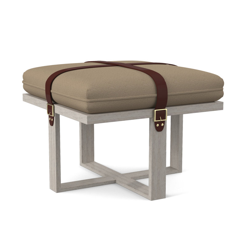 Square Ottoman, Bisque, Elise Flax 100% Polyester