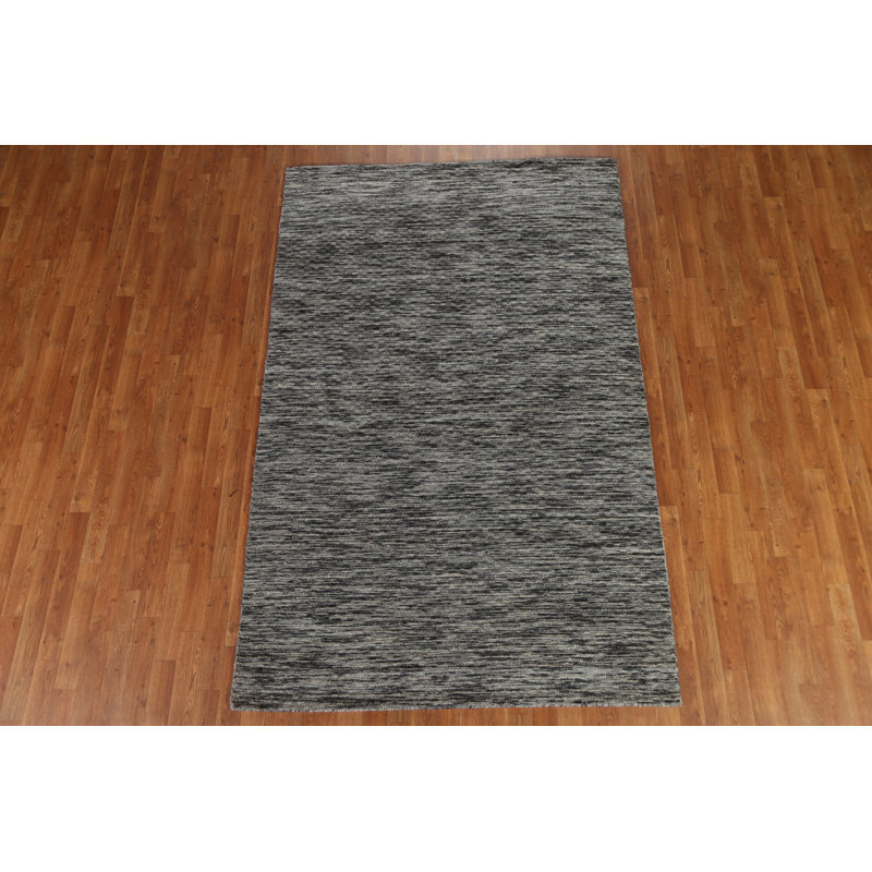 Tapis unique gris anthracite noué à la main 5 pi 1 po x 8 pi One-of-a-Kind