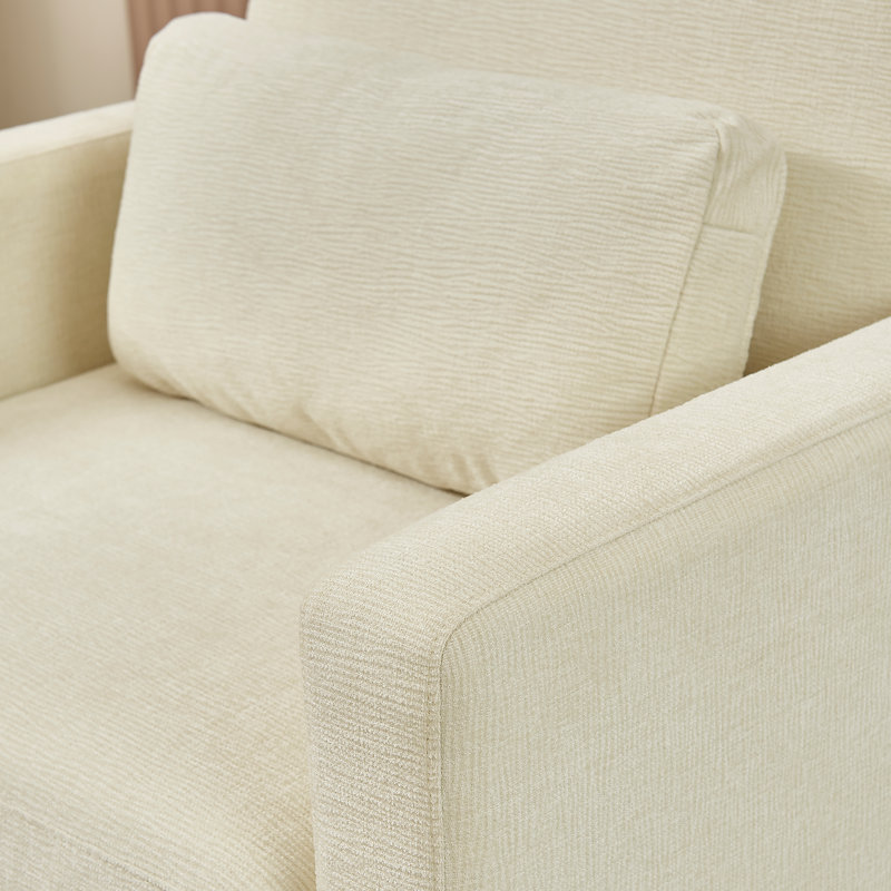Fauteuil rembourré moderne et confortable en chenille avec structure en bois massif, idéal pour le salon, la chambre à coucher et le bureau