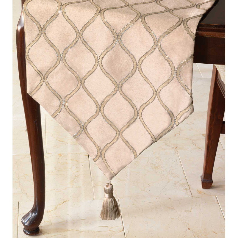 Bardot Handmade Geometric Table Runnner, 120" L x 16" W