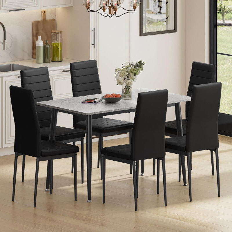 6 - Person Dining Set, Grey, Black