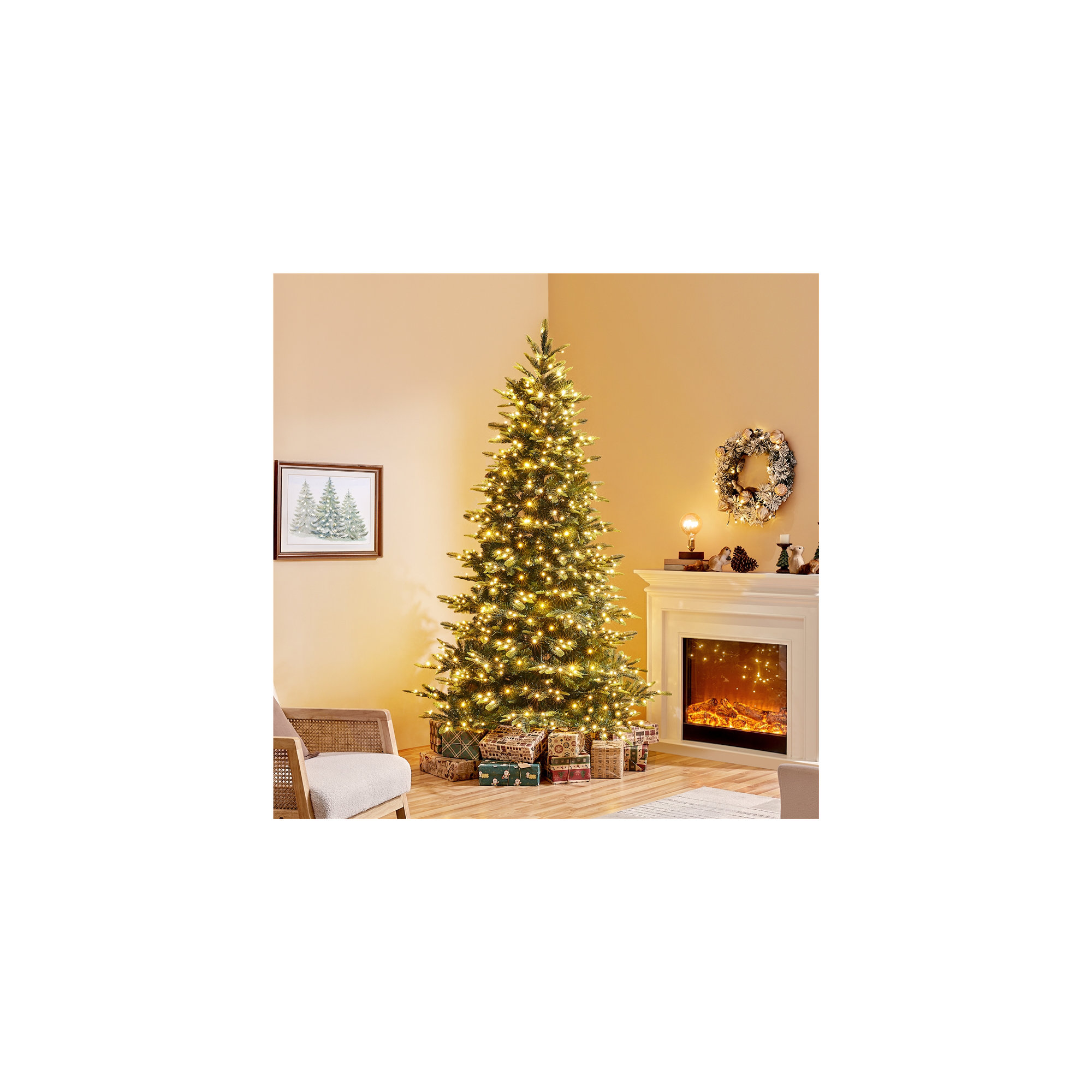 Jahwan Lighted Artificial Fir Christmas Tree, 7.5'