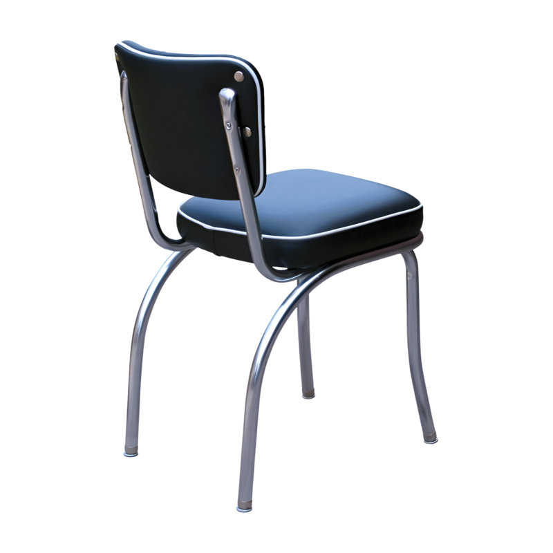 Retro Home Upholstered Tufted Back Dining Chair, Black