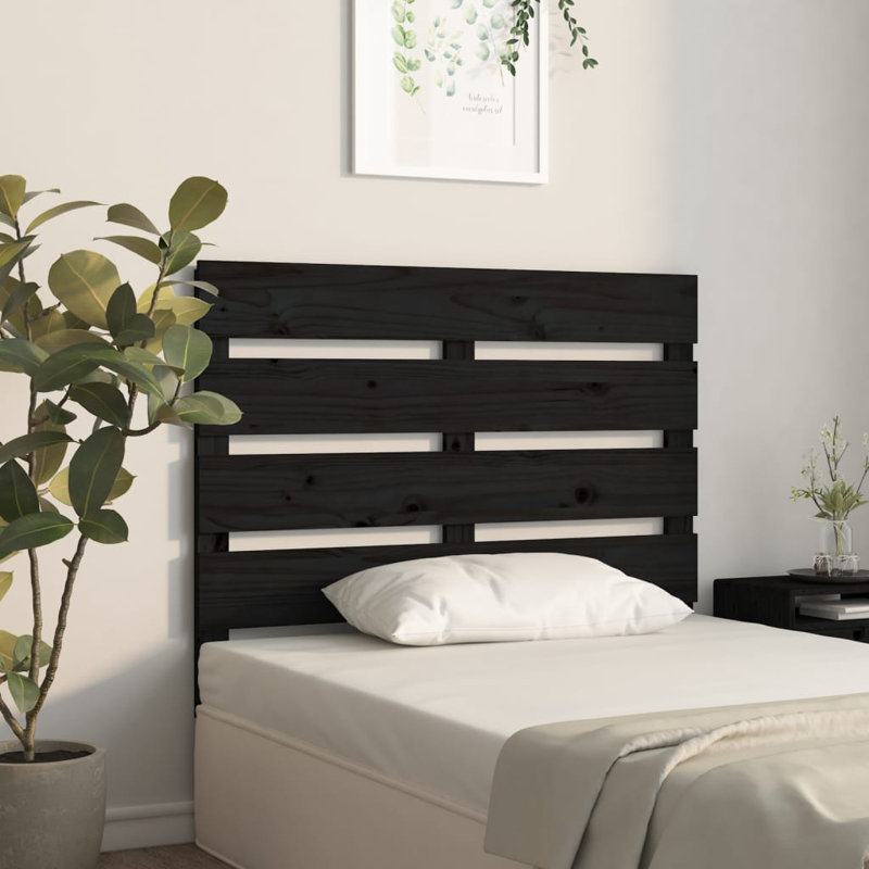 Santini Solid Wood Headboard, 100 x 80 cm, Black