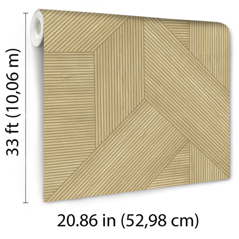 Papier peint brun clair à panneaux de bois sculptés, Tanné