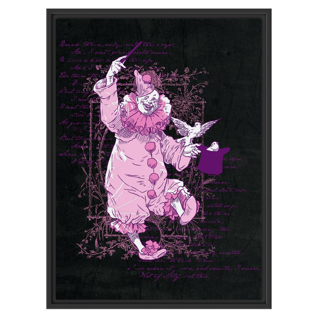 Gerahmtes Wandbild Clown Schwarz