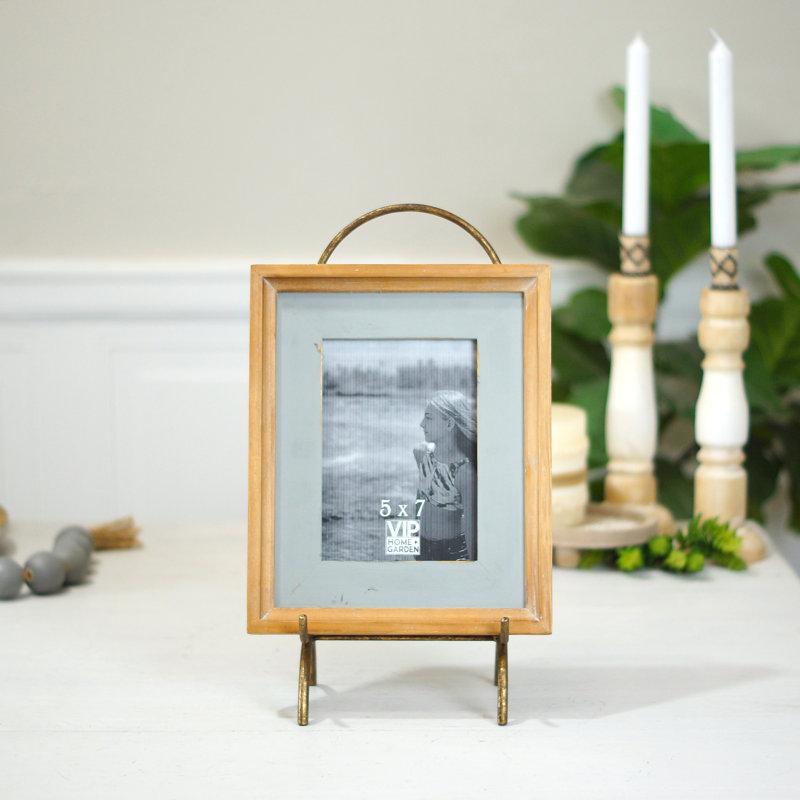 Cadre photo en bois avec support 14,5 po 5X7, Brun, 5 po x 7 po