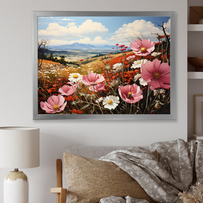 «Pink Crimson Flower Meadow Field X», reproduction sur toile