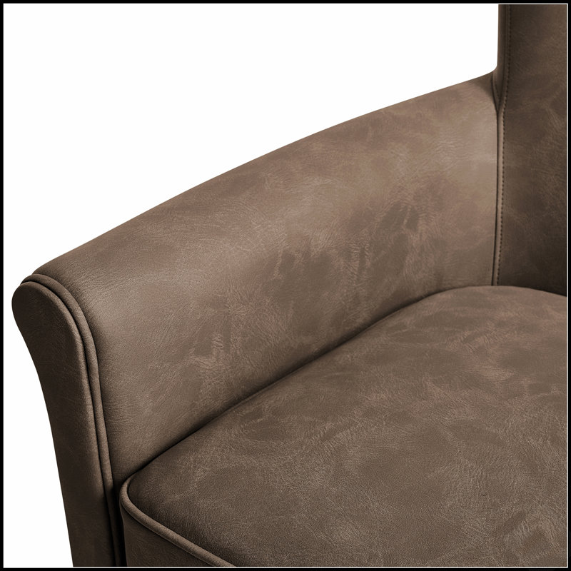 Fauteuil d'appoint pivotant en similicuir avec base en métal à 360 degrés et dossier à roulettes élégant pour plus de confort et de style