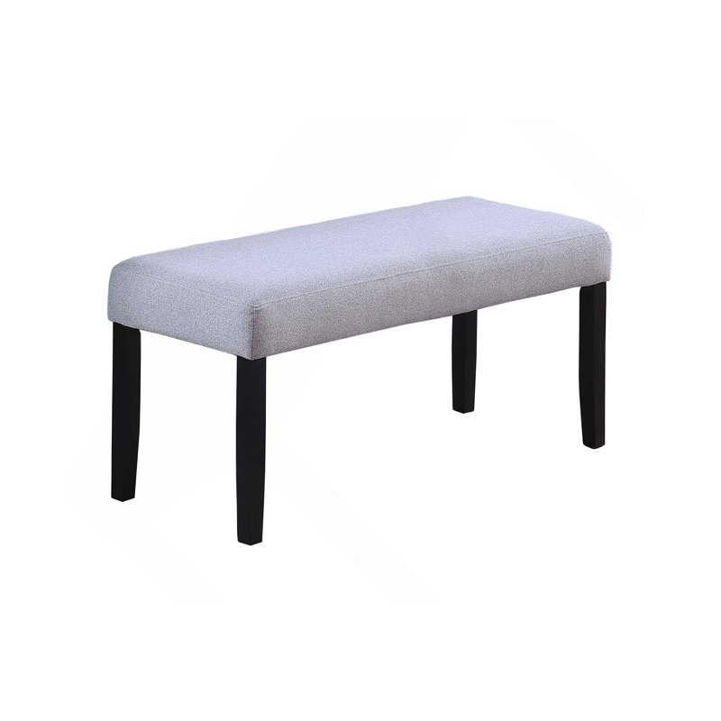 Banc de salle à manger rembourré en tissu souple contemporain 1pc avec pieds en bois, Gris clair / Charbon