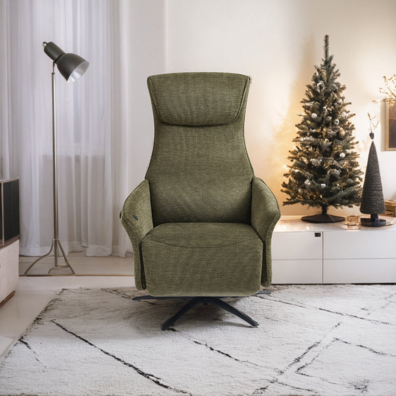 Dual Motor Power Swivel Recliner Chair with Airbag Massage, USB & Type-C Modern Accent Chair, Green