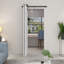 Porte de grange pliante à panneaux en panneau de fibres à densité moyenne avec ensemble de quincaillerie d'installation-87327519-86499652
