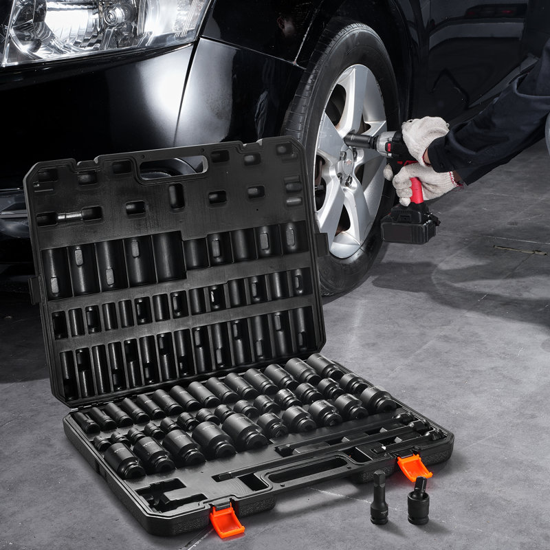 Impact Sockets Set 43pcs 6-Point 1/2in Drive Bit Ratchet