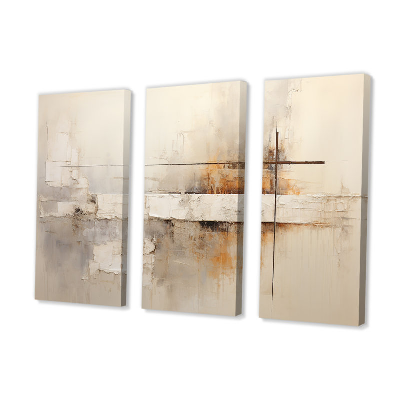 Croix de Christianisme beige de Jessus I - ensemble d'art mural Christianisme, Toile tendue, H 40 po x l 60 po