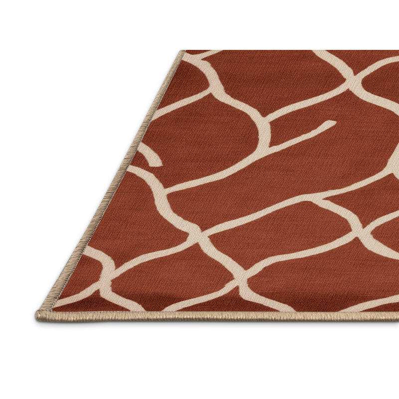 Tapis brun treillis lavable à la machine, Rond 4 pi