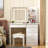 39.4'' Wide Makeup Vanity Set with Stool and LED Mirror-1724558307