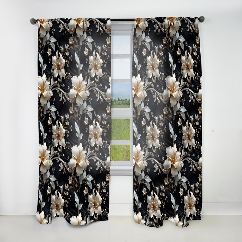 Nena - Rideau obscurcissant abstrait en plumes glam - 1 panneau, L 52 po x L 63 po