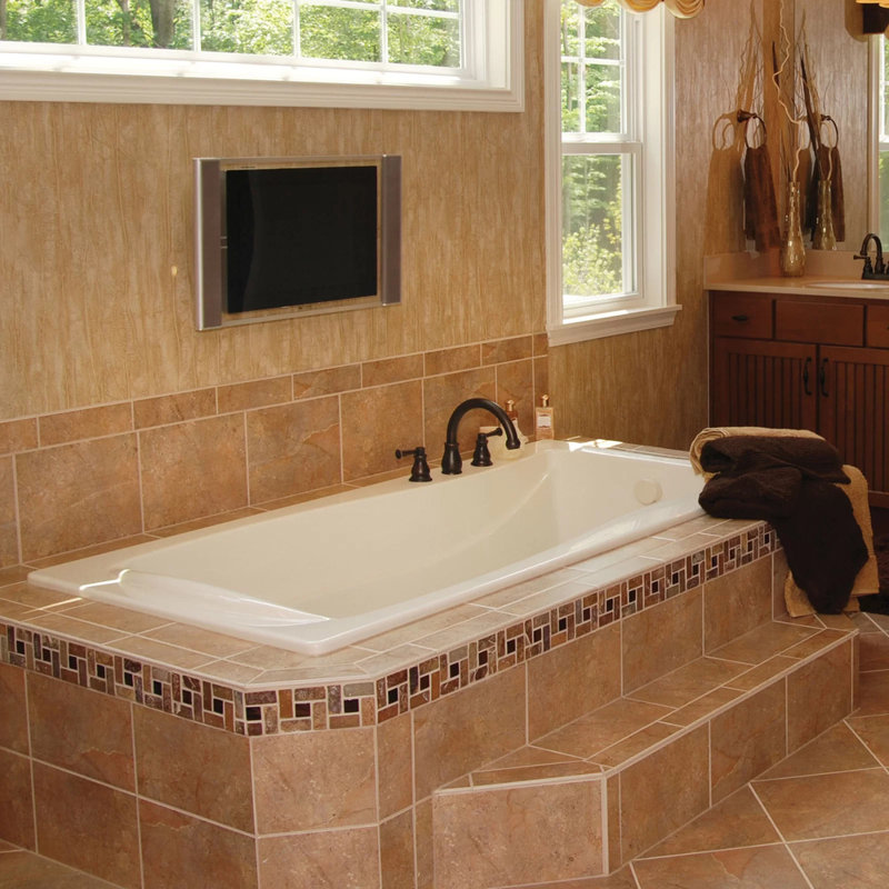 Baignoire tourbillon en acrylique 72 "x 36" Designer, Biscuit, Blanc