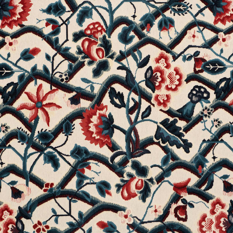 Jacobean Garden Velvet Fabric, Gold