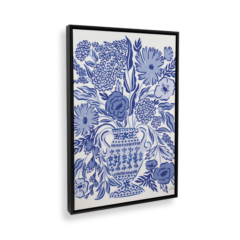 «Blue Reverie III» par Laura Marshall, reproduction d'art, H 16 po x l 12 po, Cadre flottant, Noir