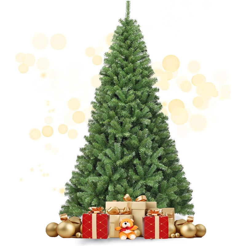 Arbre de Noël artificiel non éclairé 6 pi avec 1000 pointes de branches en PVC et support en métal pliable