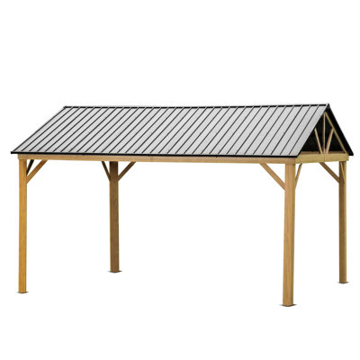 12'x14' Gazebo For Patio - - Material, Rain Drainage Design Lawn. Aluminum With Steel Roof. Yellow. Rust, & Stable