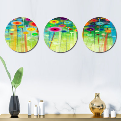 Ensemble de 3 décorations murales aquarelles florales abstraites