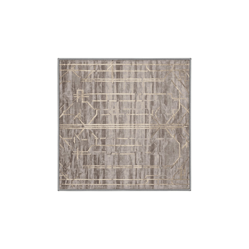 Machine Washable Gray Area Rug, Square 6'