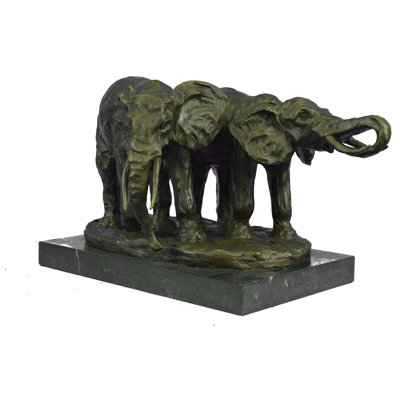 Signed Original Milo Two Walking Elephant Elephants Bronze Sculpture Statue Sale