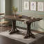 Table de salle à manger avec pieds robustes en bois d'hévéa, base à tréteaux courbés et pieds réglables-199124175