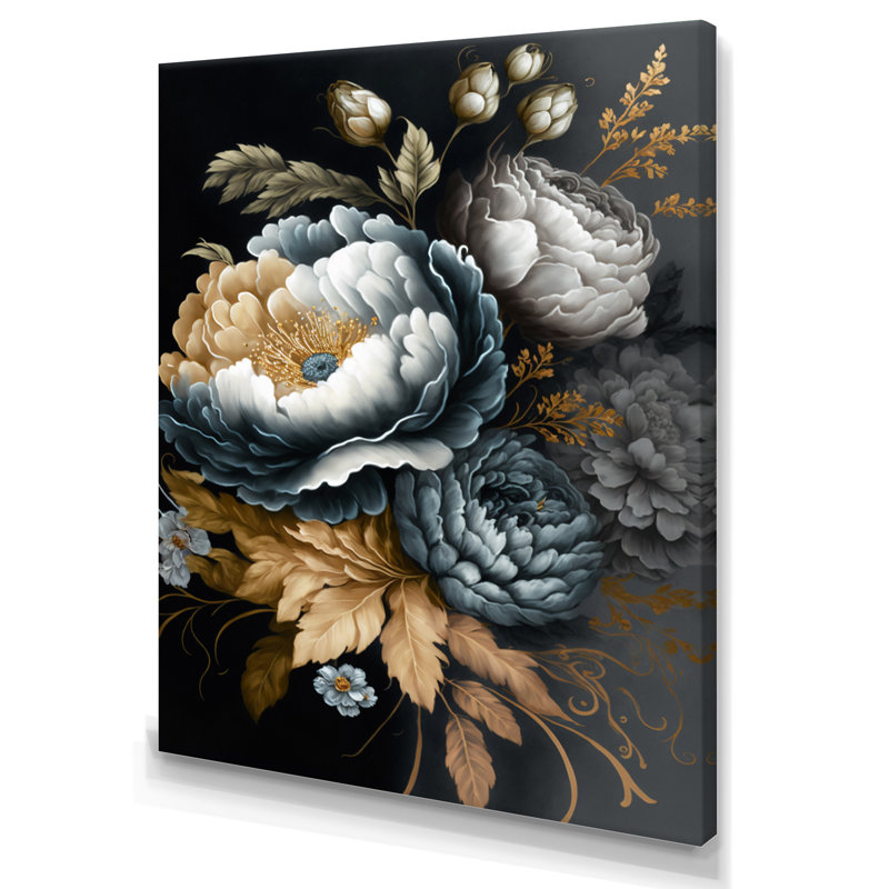 «Blue Blooming Bouquet I», impression sur toile, H 32 po x l 16 po x P 1 po, Toile tendue