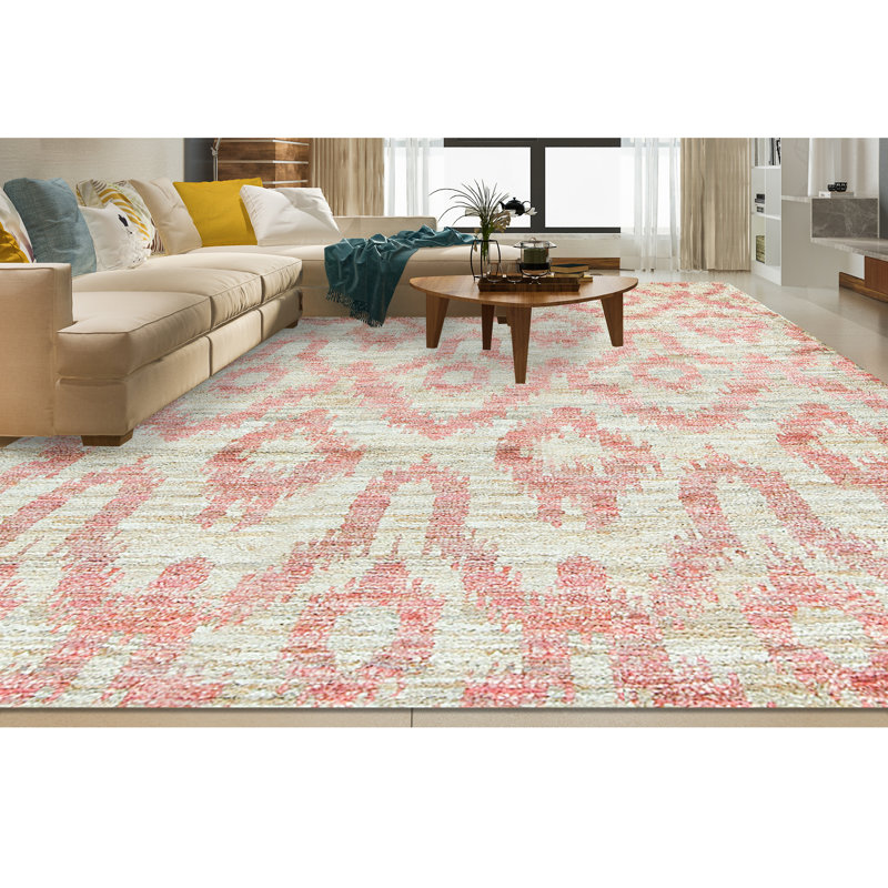 Hand-Knotted High-Quality Rust and Beige Area Rug