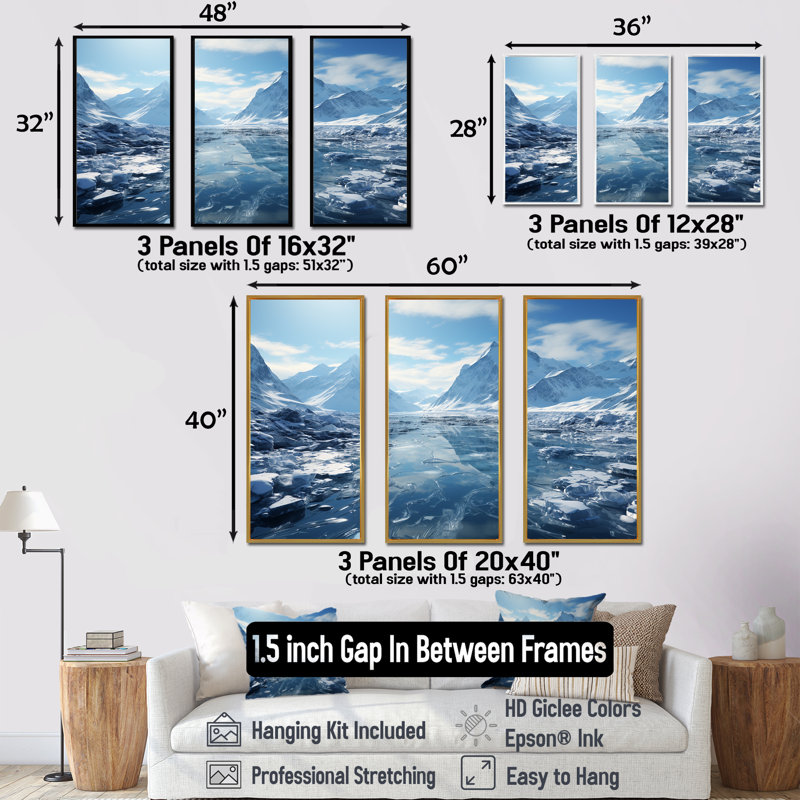 «Glacial Scenery In Canada - Glacier», ensemble de reproduction d'art mural, Cadre flottant noir, H 40 po x l 60 po x P 1 po