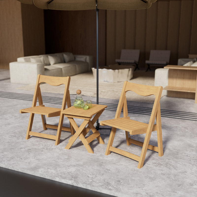 Bistro d'extérieur avec 2 chaises et une table rectangulaire pliable pour l'extérieur